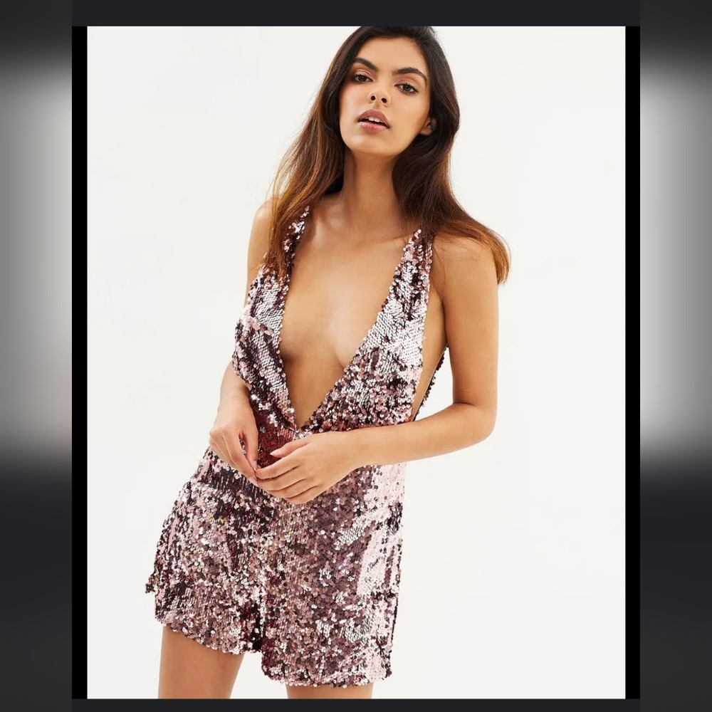 Lost Ink Pink Sequin Romper|Size 4